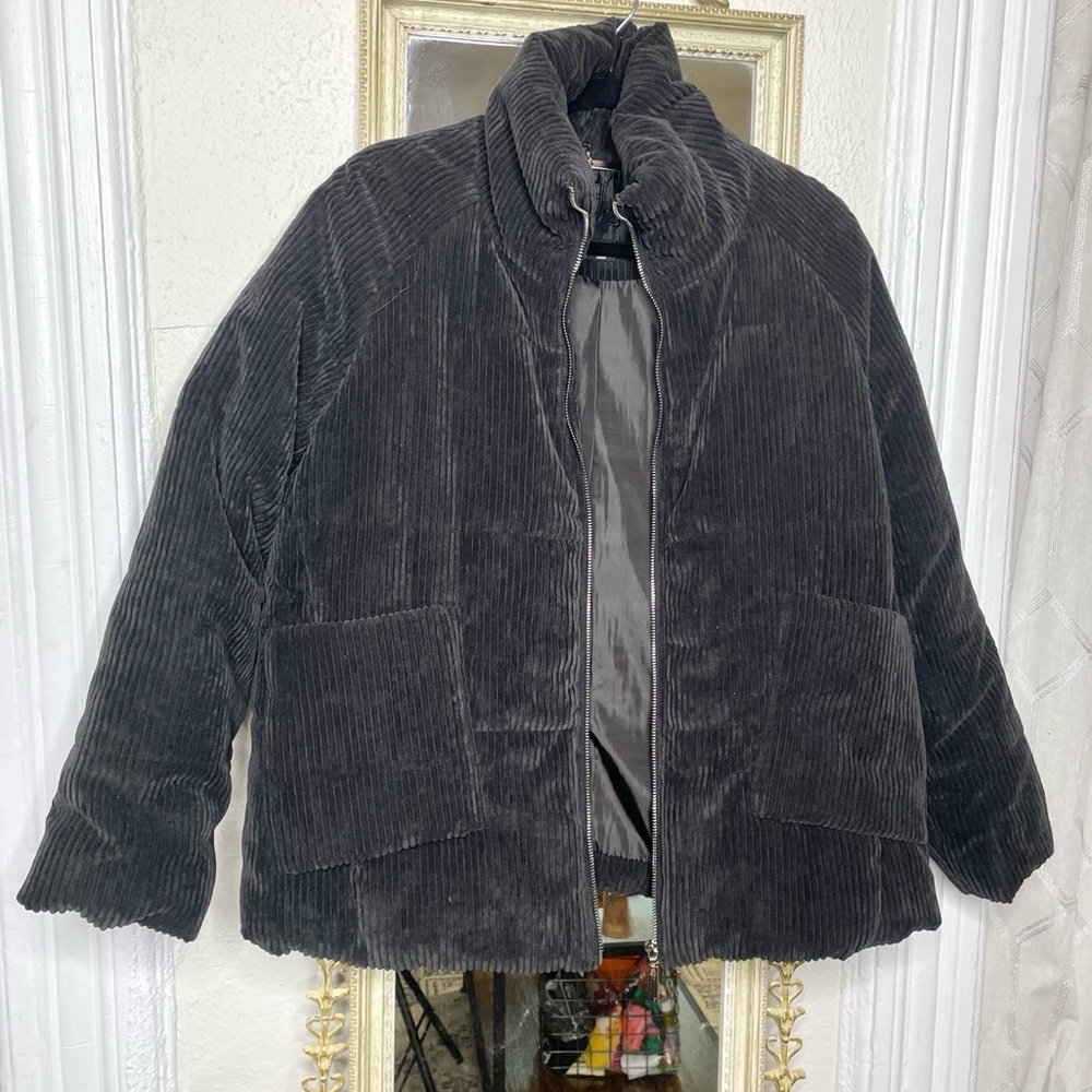 Grey Corduroy Puffer